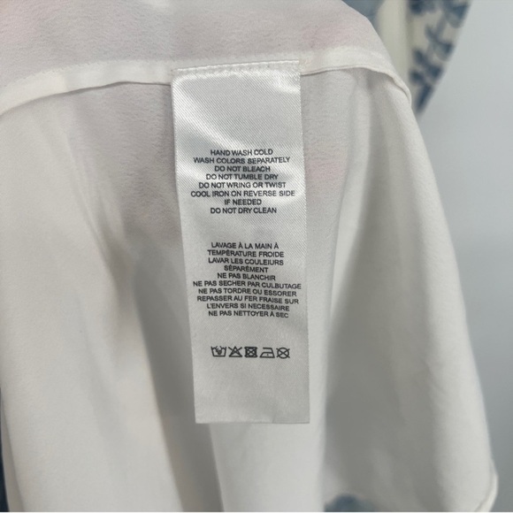 BHLDN Blue White Floral V Neck Long Sleeve Chiffon Formal Maxi Dress Gown Small - Picture 8 of 11